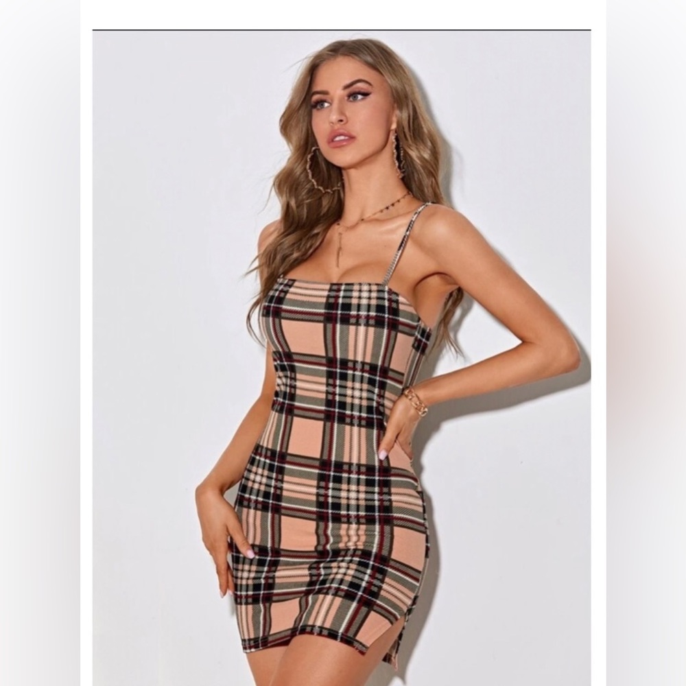 Plaid Print Bodycon Mini Dress